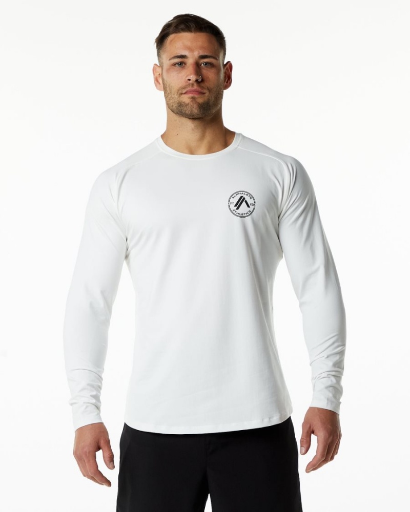 Camisas Alphalete Dynasty LS Tee Hombre Blancas | AYQIEN-961