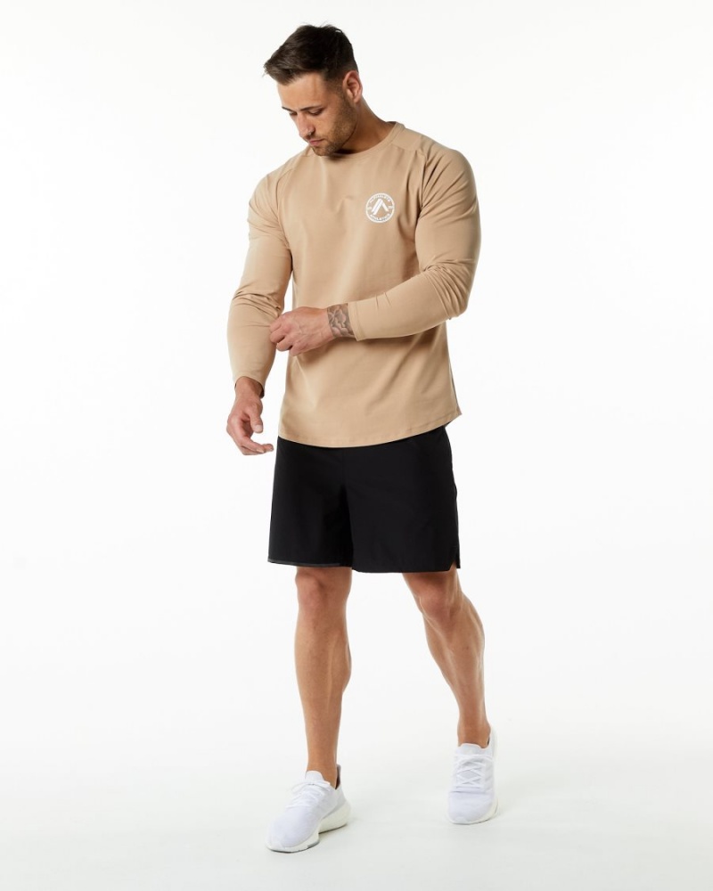 Camisas Alphalete Dynasty LS Tee Hombre Taupe | ICJGSH-178