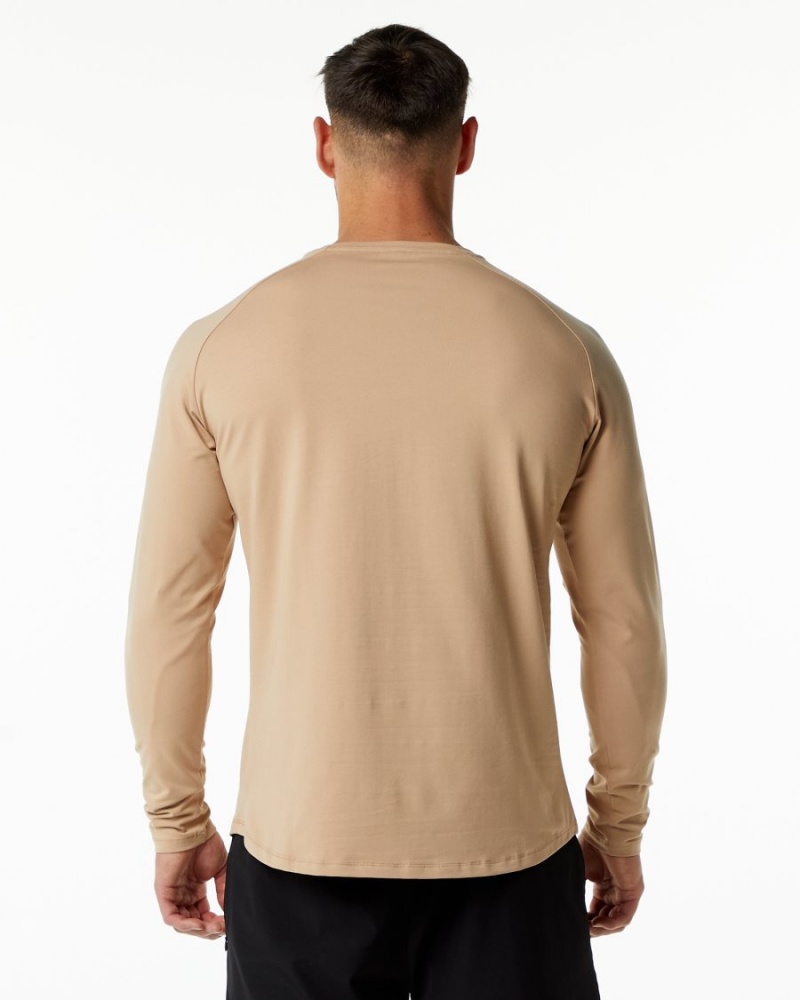 Camisas Alphalete Dynasty LS Tee Hombre Taupe | ICJGSH-178