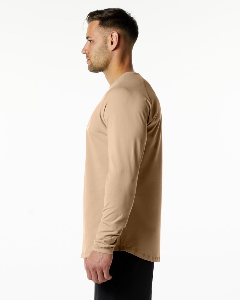 Camisas Alphalete Dynasty LS Tee Hombre Taupe | ICJGSH-178