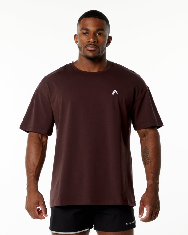 Camisas Alphalete Emblem Tee Hombre Burdeos | XFDUQV-164