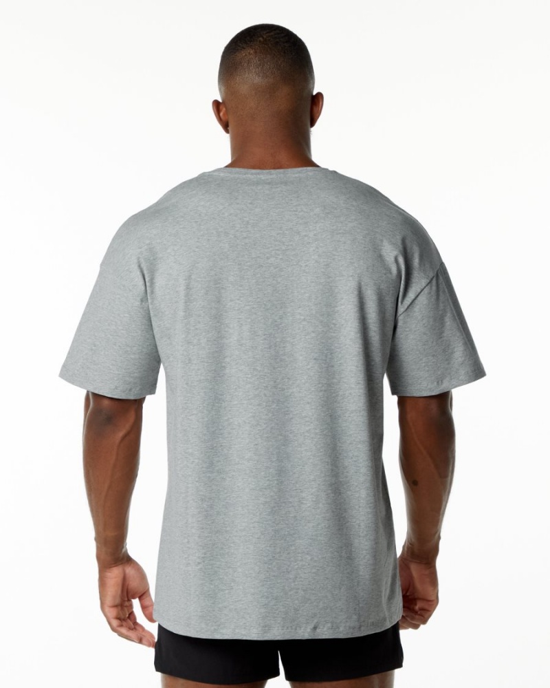 Camisas Alphalete Emblem Tee Hombre Gris | AUMOPR-673