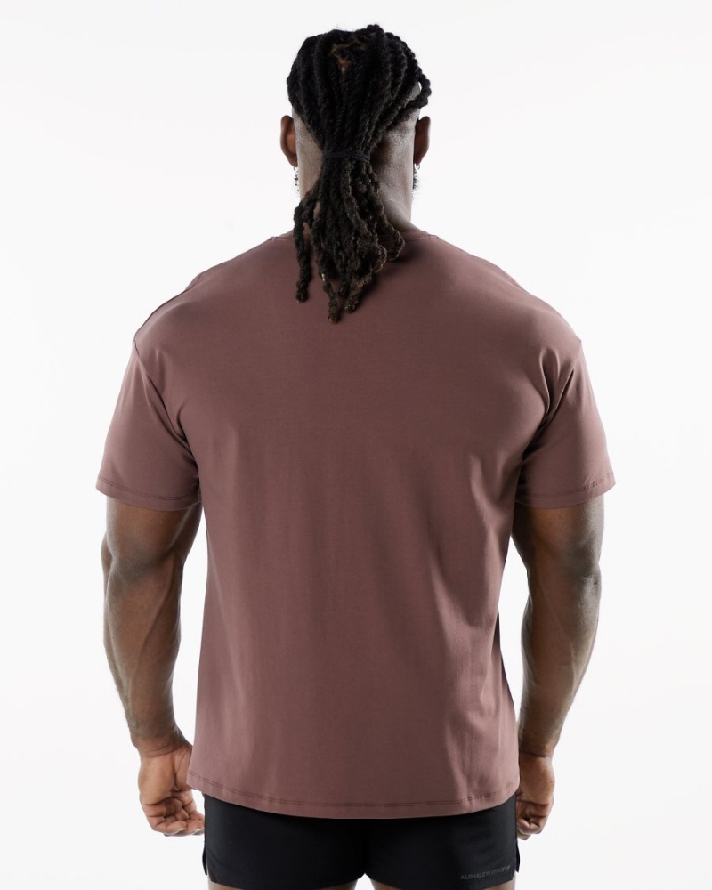 Camisas Alphalete Emblem Tee Hombre Merlot | LURHKM-374