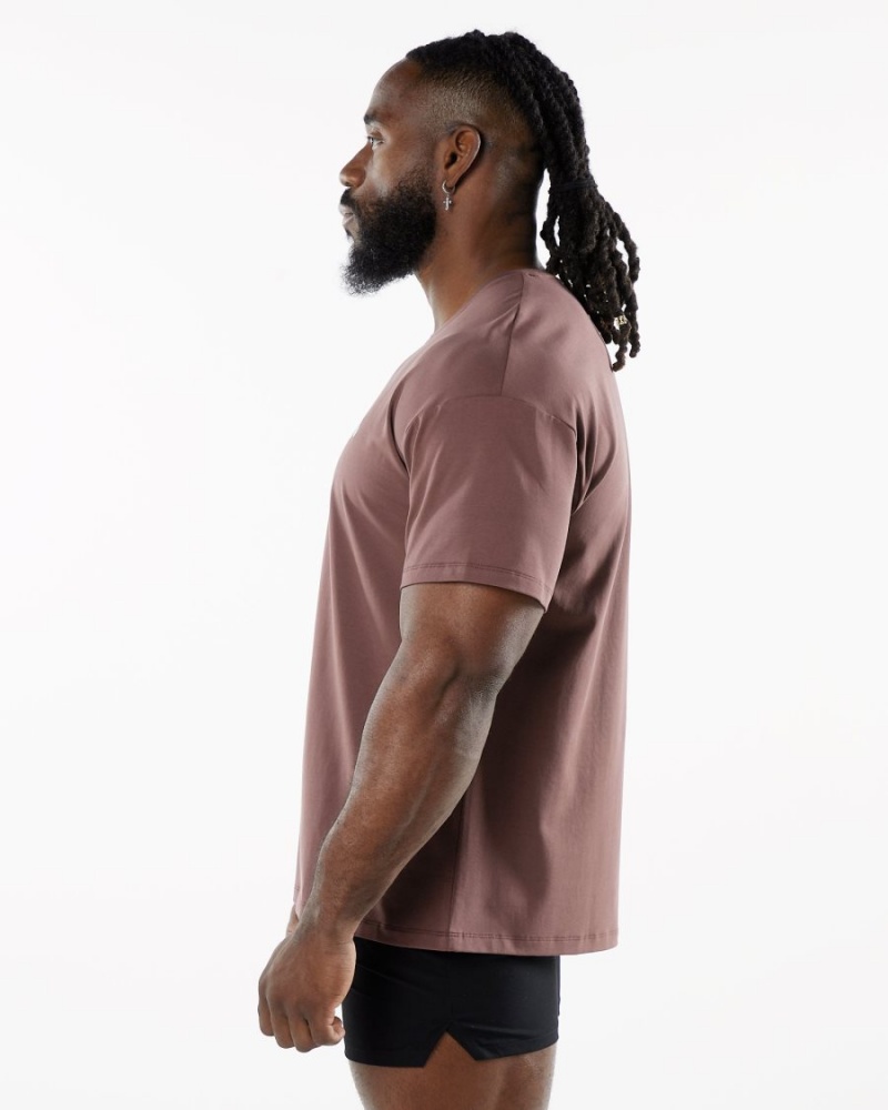 Camisas Alphalete Emblem Tee Hombre Merlot | LURHKM-374