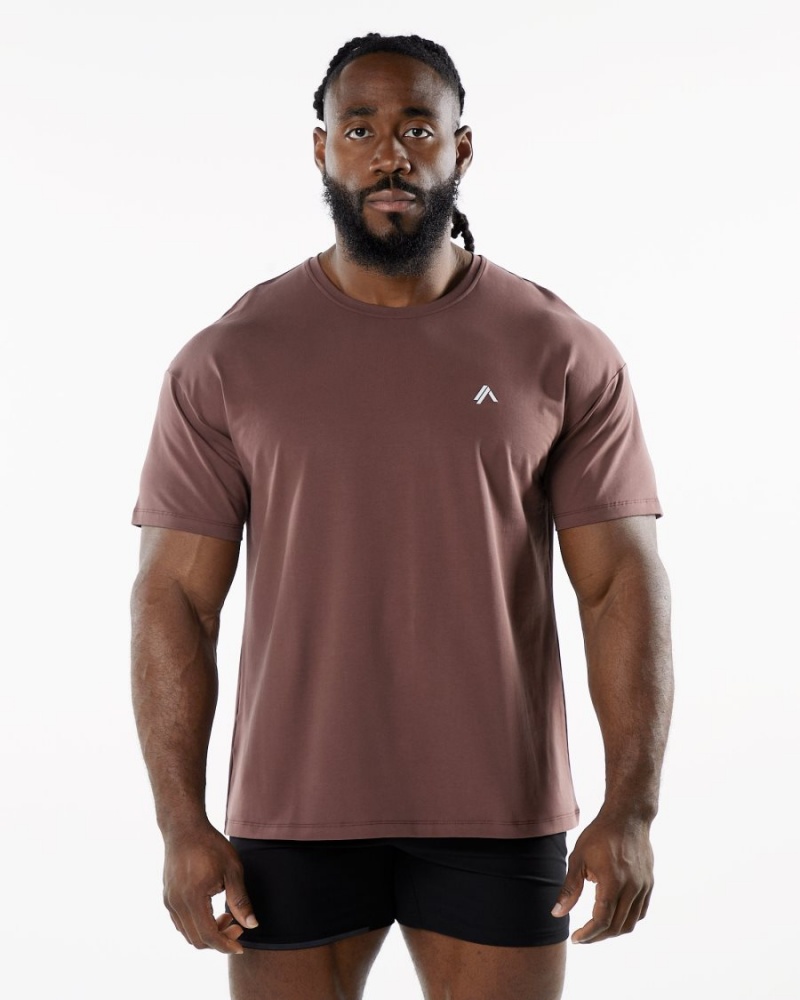 Camisas Alphalete Emblem Tee Hombre Merlot | LURHKM-374