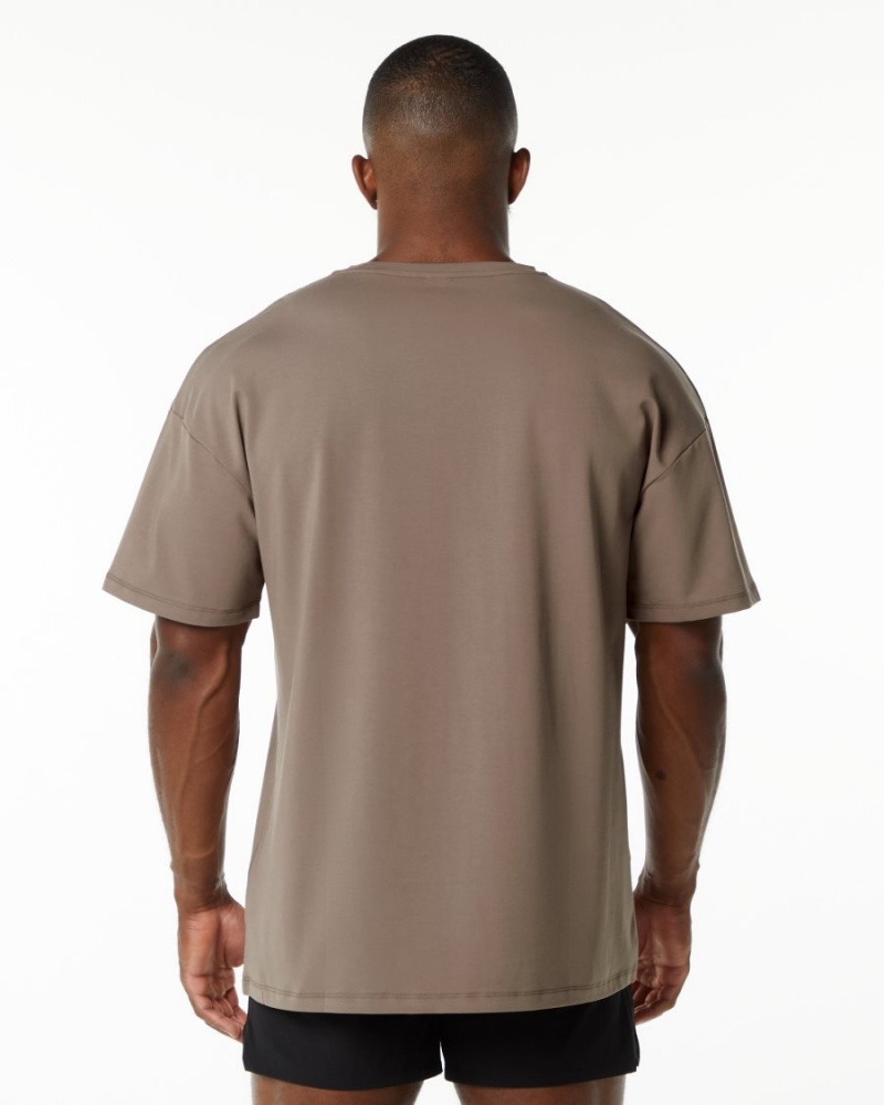 Camisas Alphalete Emblem Tee Hombre Mocha | KVIBXE-706