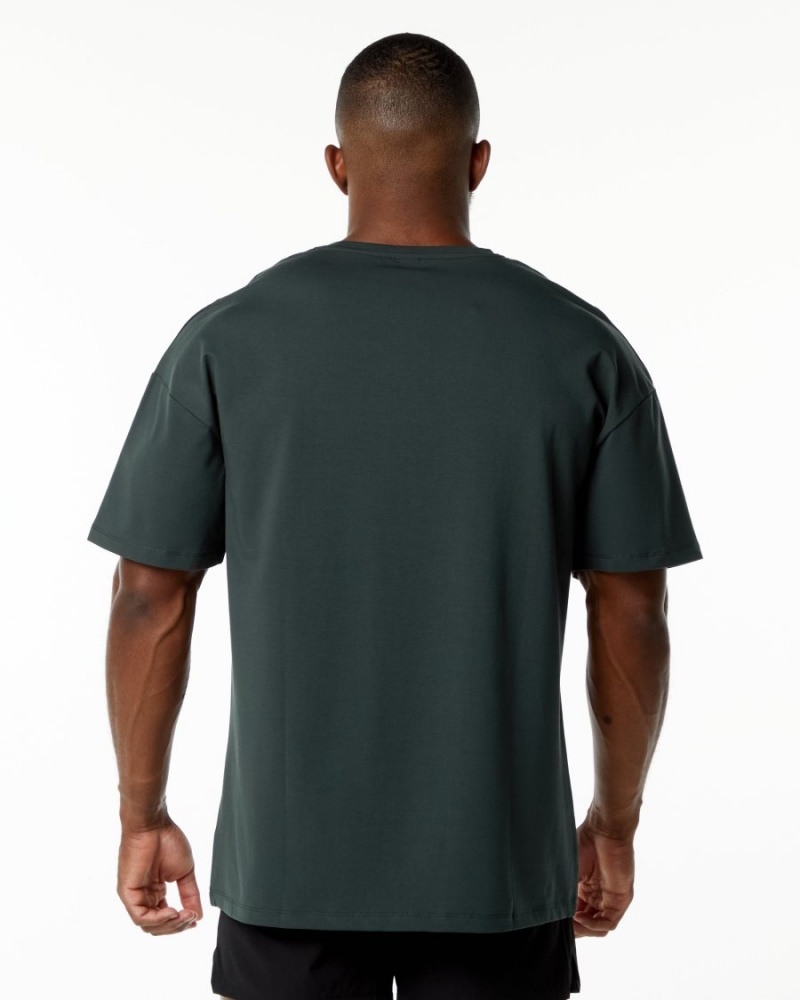 Camisas Alphalete Emblem Tee Hombre Verde | LKEPRD-489