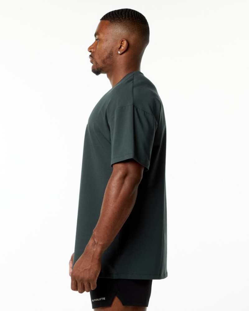 Camisas Alphalete Emblem Tee Hombre Verde | LKEPRD-489