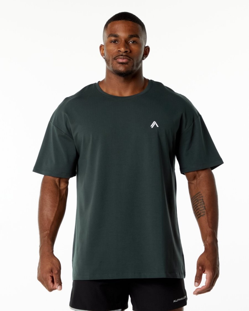 Camisas Alphalete Emblem Tee Hombre Verde | LKEPRD-489