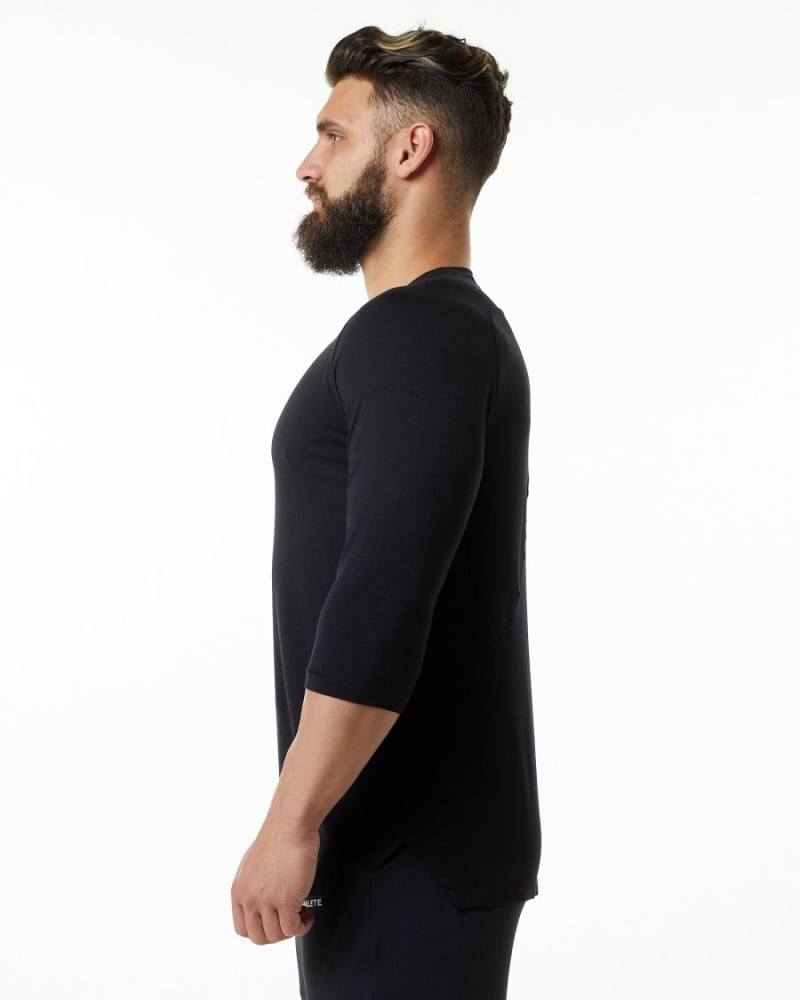 Camisas Alphalete Evo 3/4 Sleeve Tee Hombre Negras | IWOBRG-854