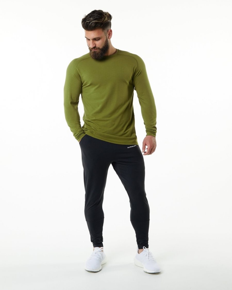 Camisas Alphalete Evo Epaulette Tee Hombre Verde | PHNQLA-879