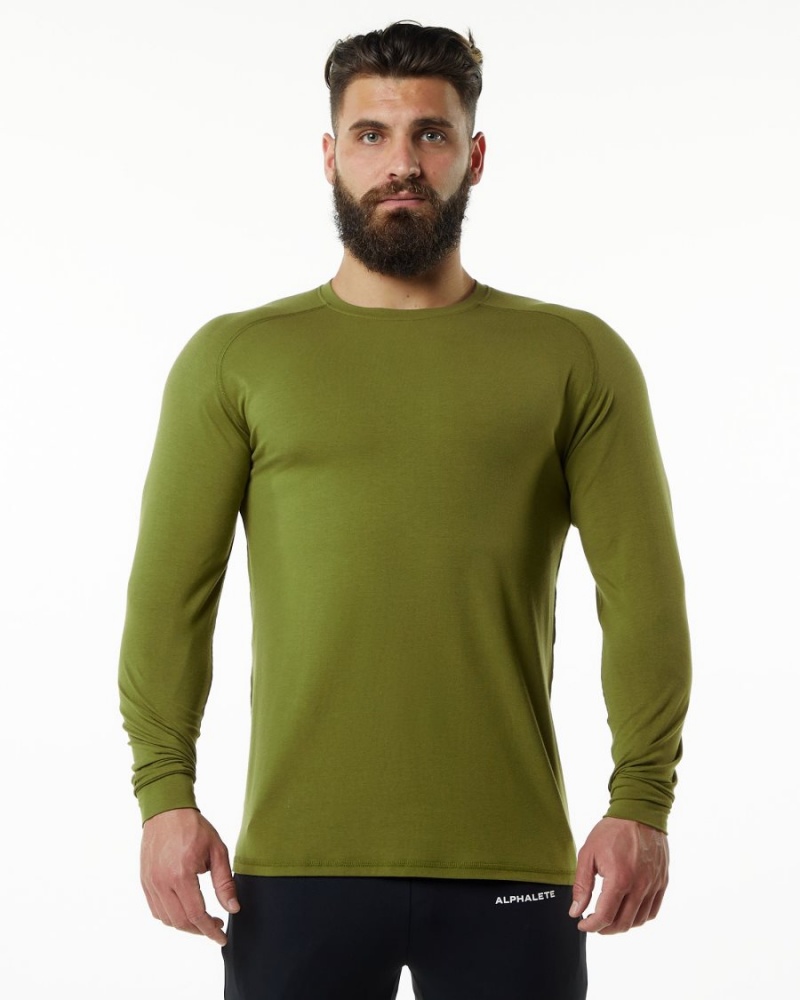 Camisas Alphalete Evo Epaulette Tee Hombre Verde | PHNQLA-879