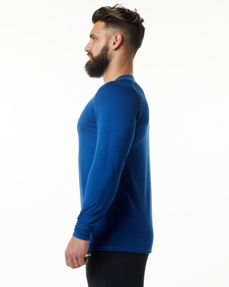 Camisas Alphalete Evo Epaulette Tee Hombre Azules | BAYSRE-657