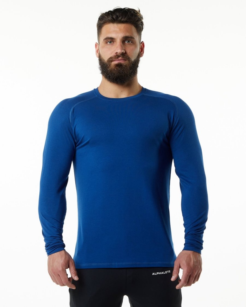 Camisas Alphalete Evo Epaulette Tee Hombre Azules | BAYSRE-657