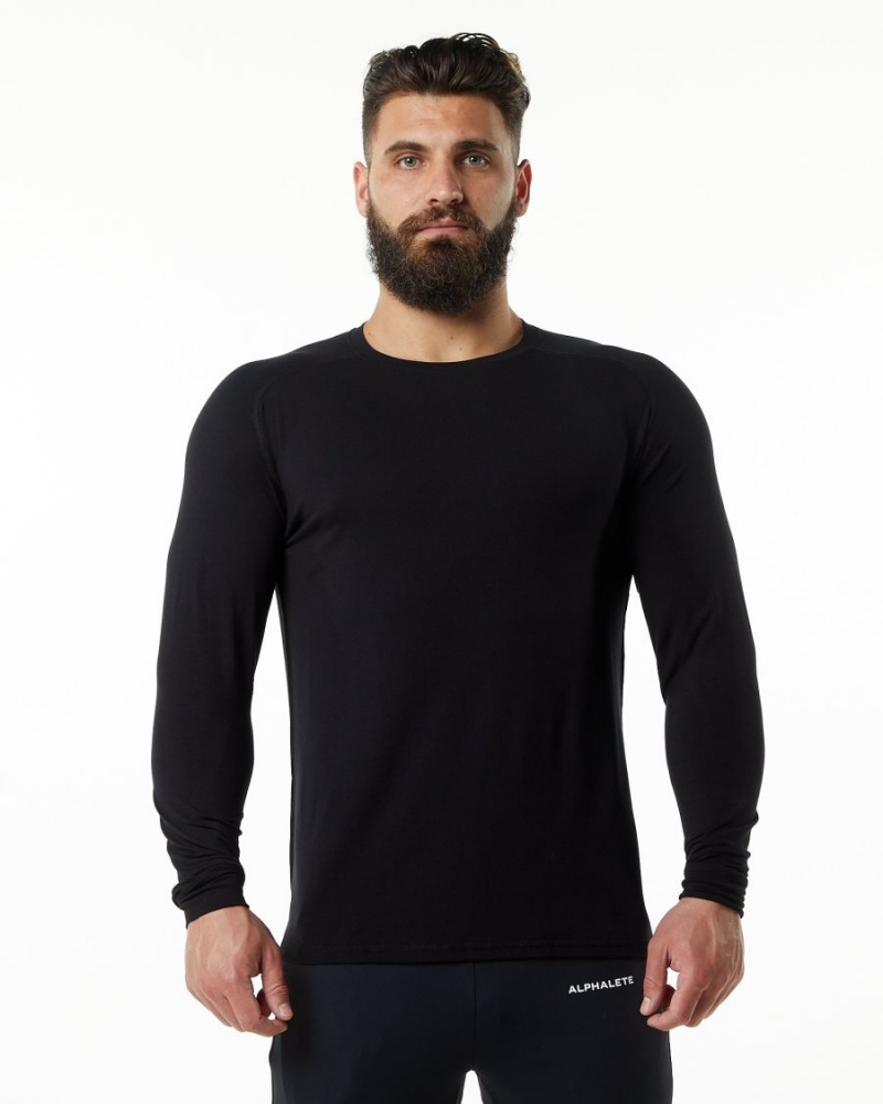 Camisas Alphalete Evo Epaulette Tee Hombre Negras | AXHQGC-036