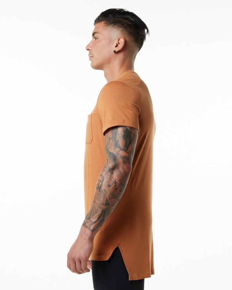 Camisas Alphalete Evo Pocket Tee Hombre Camel | CIHFMR-164