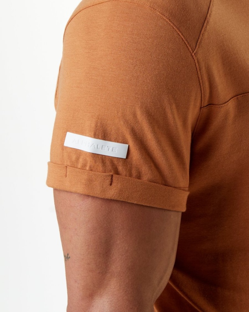 Camisas Alphalete Evo Pocket Tee Hombre Camel | CIHFMR-164