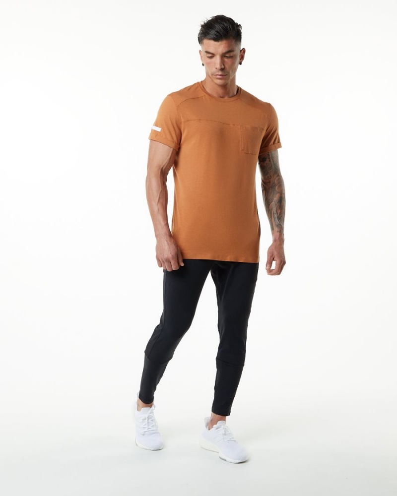 Camisas Alphalete Evo Pocket Tee Hombre Camel | CIHFMR-164