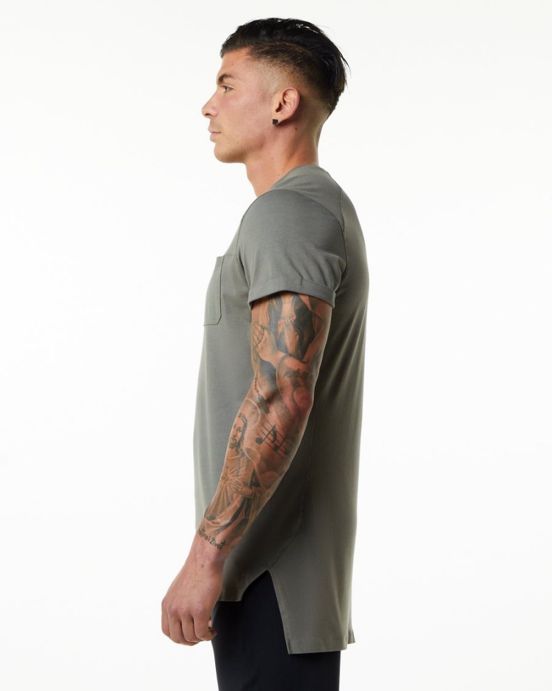 Camisas Alphalete Evo Pocket Tee Hombre Gris | KDJRXM-715