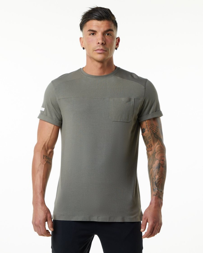 Camisas Alphalete Evo Pocket Tee Hombre Gris | KDJRXM-715