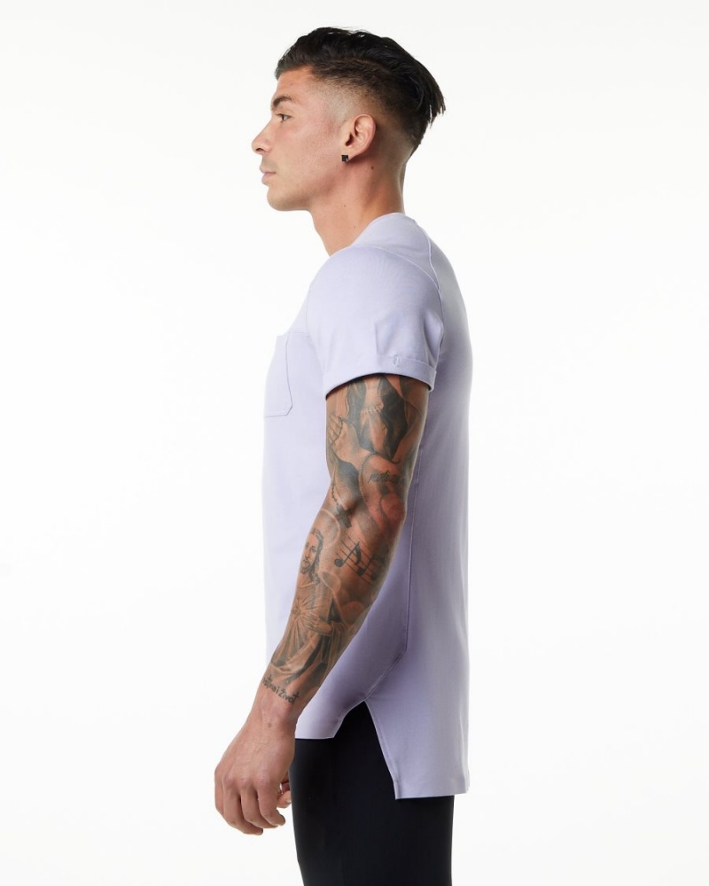 Camisas Alphalete Evo Pocket Tee Hombre Lilac Haze | ZHUVAD-296