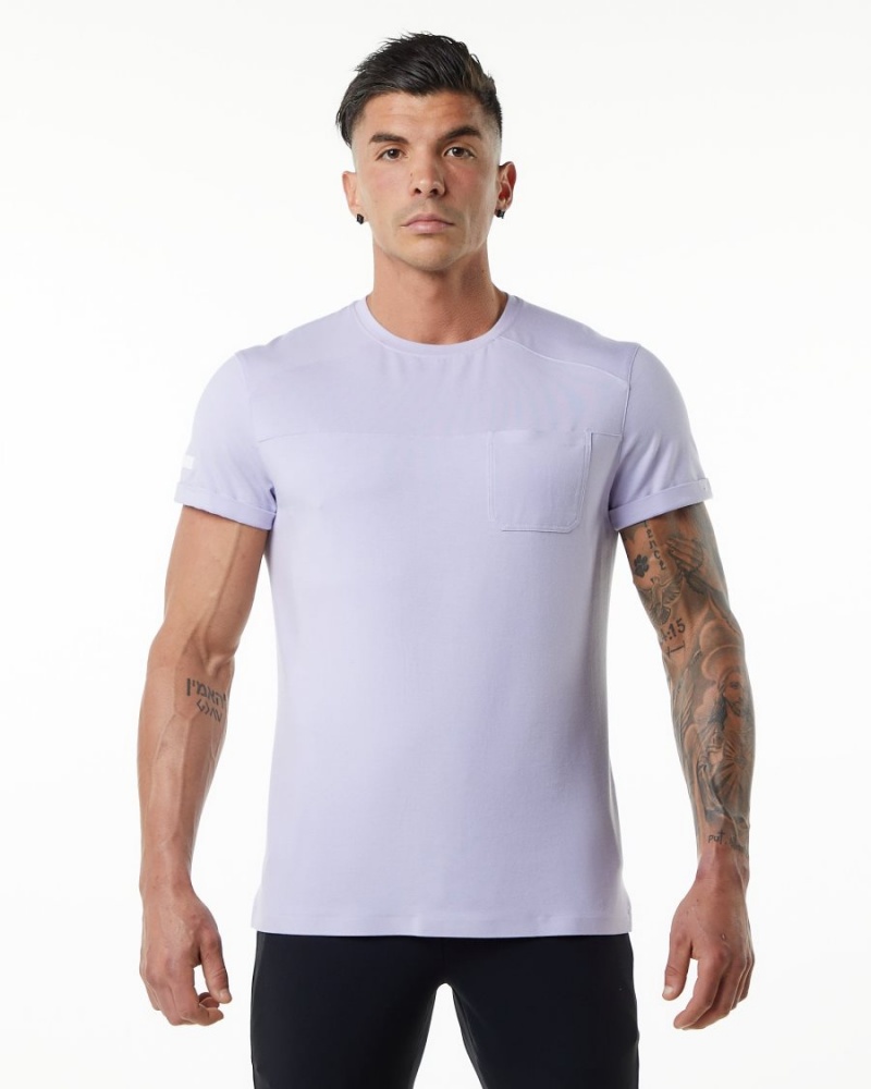 Camisas Alphalete Evo Pocket Tee Hombre Lilac Haze | ZHUVAD-296