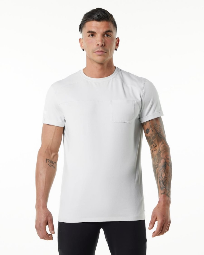 Camisas Alphalete Evo Pocket Tee Hombre Blancas | AKNFUX-235