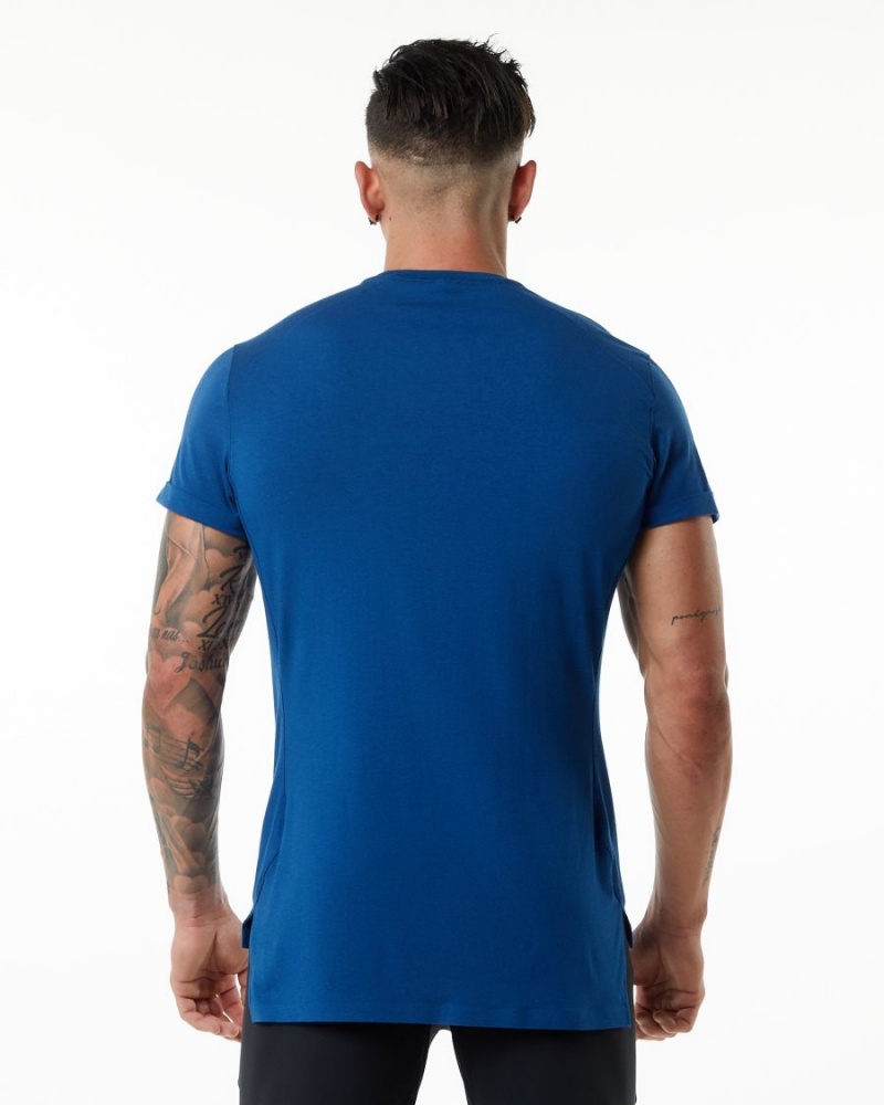 Camisas Alphalete Evo Pocket Tee Hombre Azules | BGYFSA-126