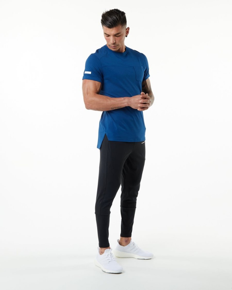 Camisas Alphalete Evo Pocket Tee Hombre Azules | BGYFSA-126