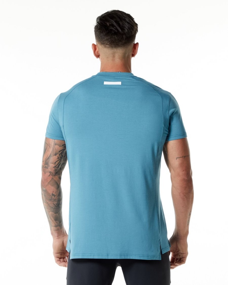 Camisas Alphalete Evo Tee Hombre Azules | MODQCB-408