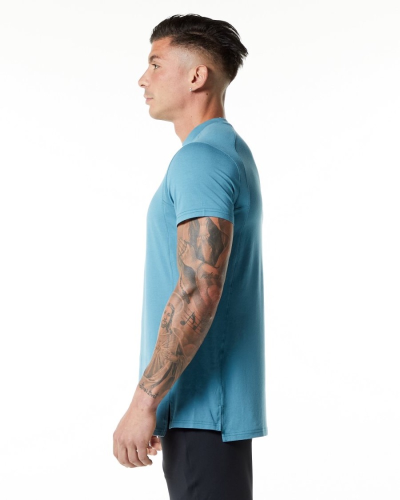 Camisas Alphalete Evo Tee Hombre Azules | MODQCB-408