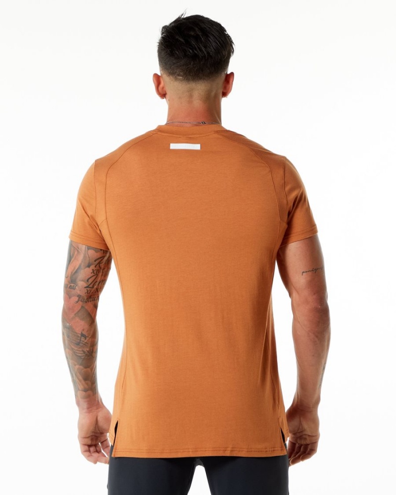 Camisas Alphalete Evo Tee Hombre Camel | FLUHPX-657