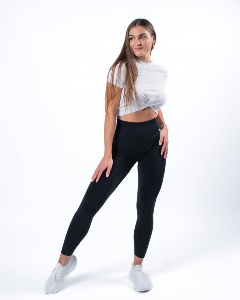 Camisas Alphalete Evo Twist Crop Mujer Blancas | QSJHYM-792