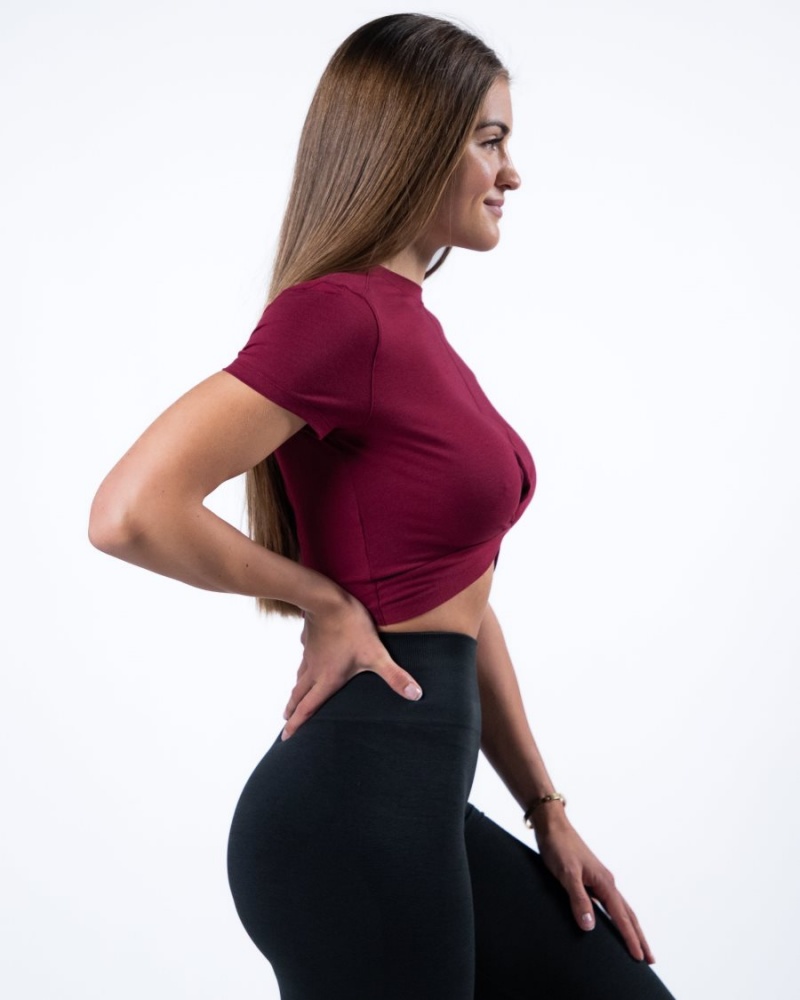 Camisas Alphalete Evo Twist Crop Mujer Rojas | TAQBVY-537