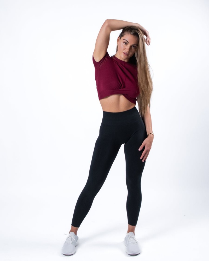 Camisas Alphalete Evo Twist Crop Mujer Rojas | TAQBVY-537