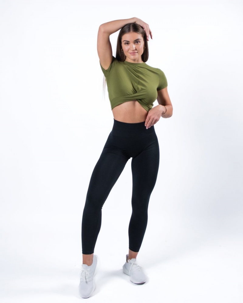 Camisas Alphalete Evo Twist Crop Mujer Verde | FJEXMG-650