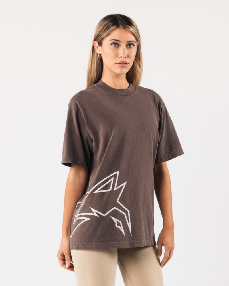 Camisas Alphalete Giant Wolf Head Tee Hombre Clove | IPABXD-985