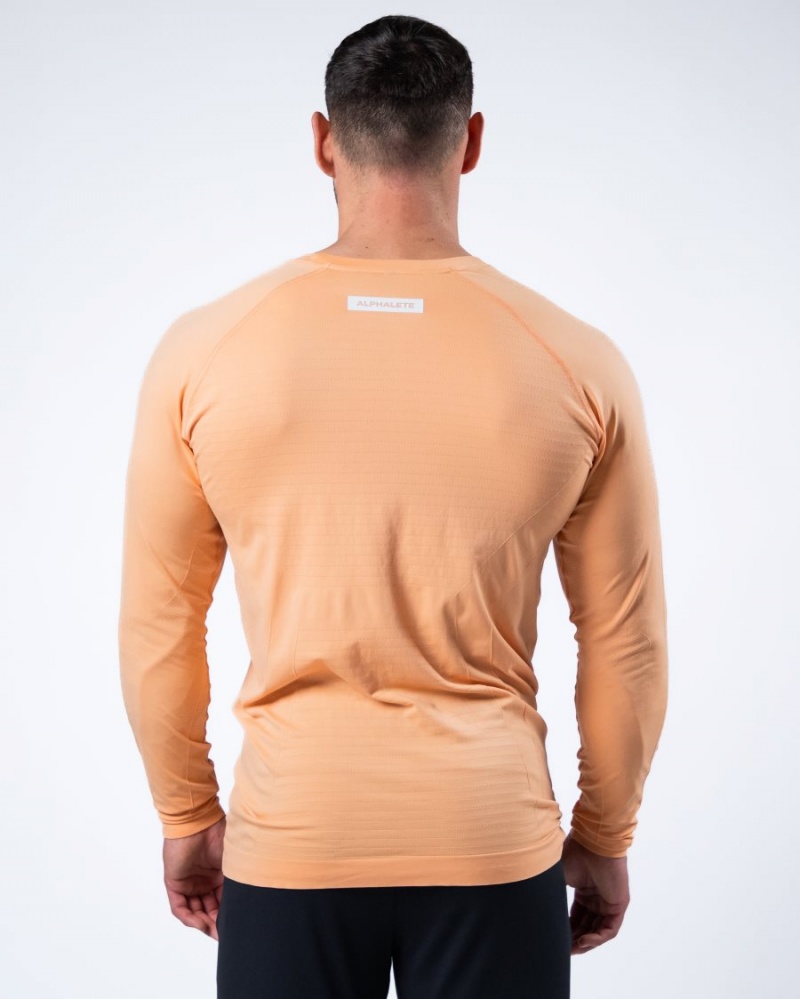 Camisas Alphalete Hero Long Sleeve Tee Hombre Coral | GODMRZ-653