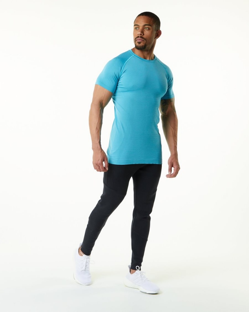 Camisas Alphalete Hero Tee Hombre Faded Ocean | EMYANP-359