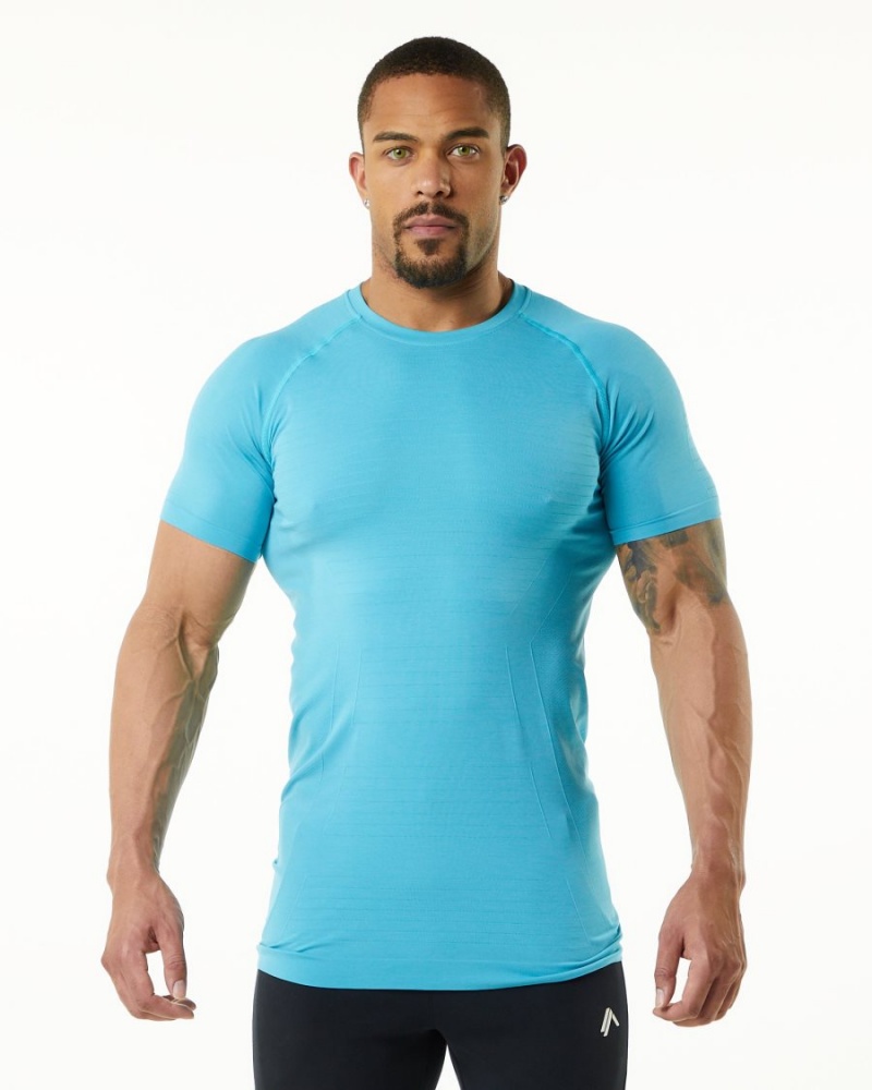 Camisas Alphalete Hero Tee Hombre Faded Ocean | EMYANP-359