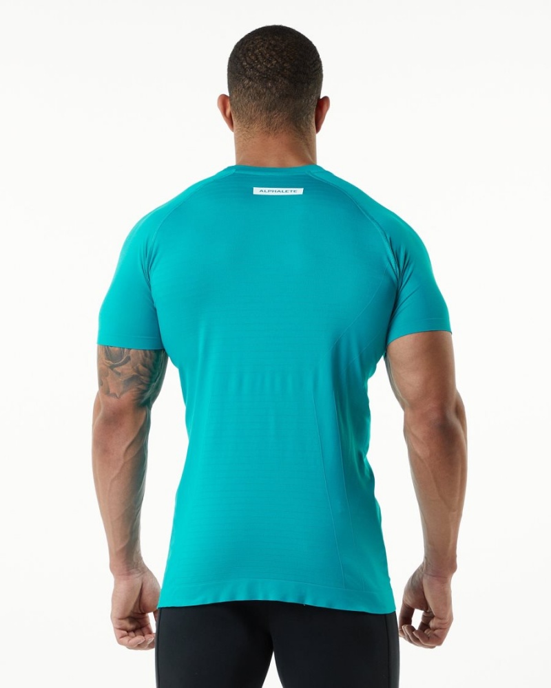 Camisas Alphalete Hero Tee Hombre Ocean | QILKRF-145