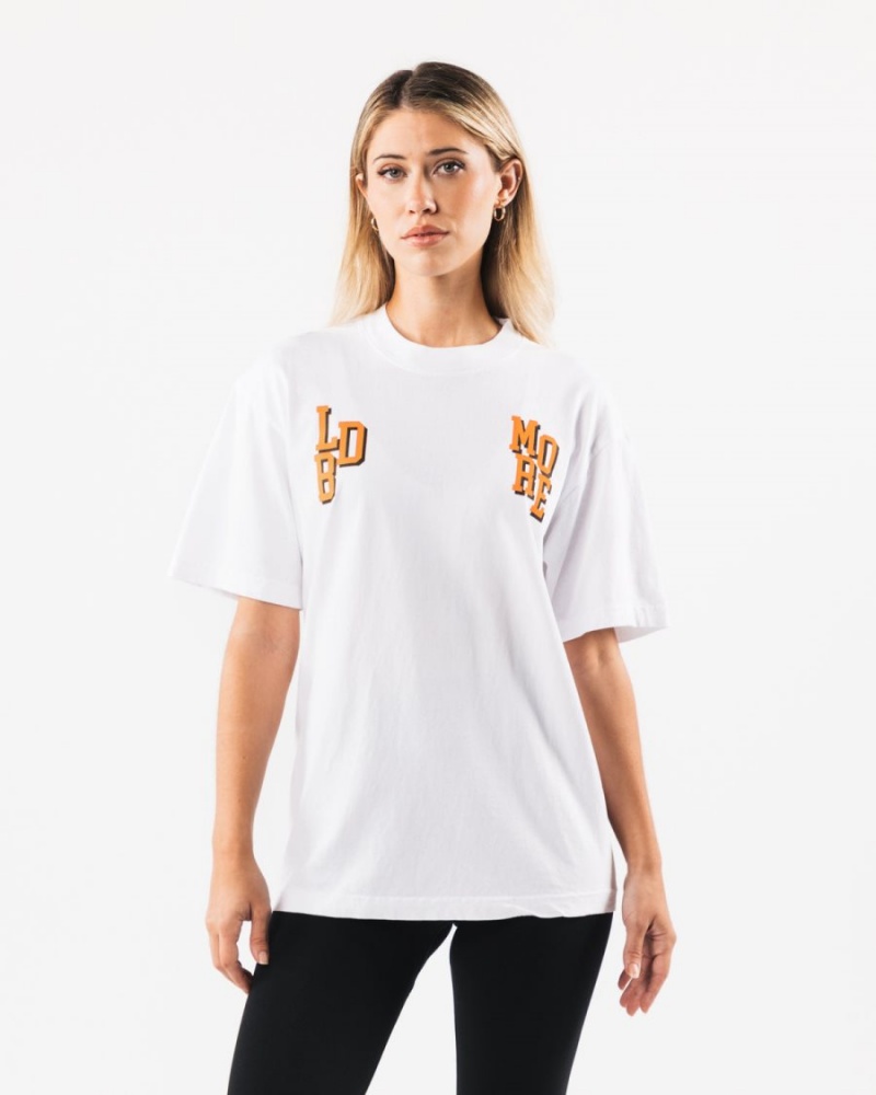 Camisas Alphalete LDB More Letter Tee Hombre Blancas | QWPNDG-358