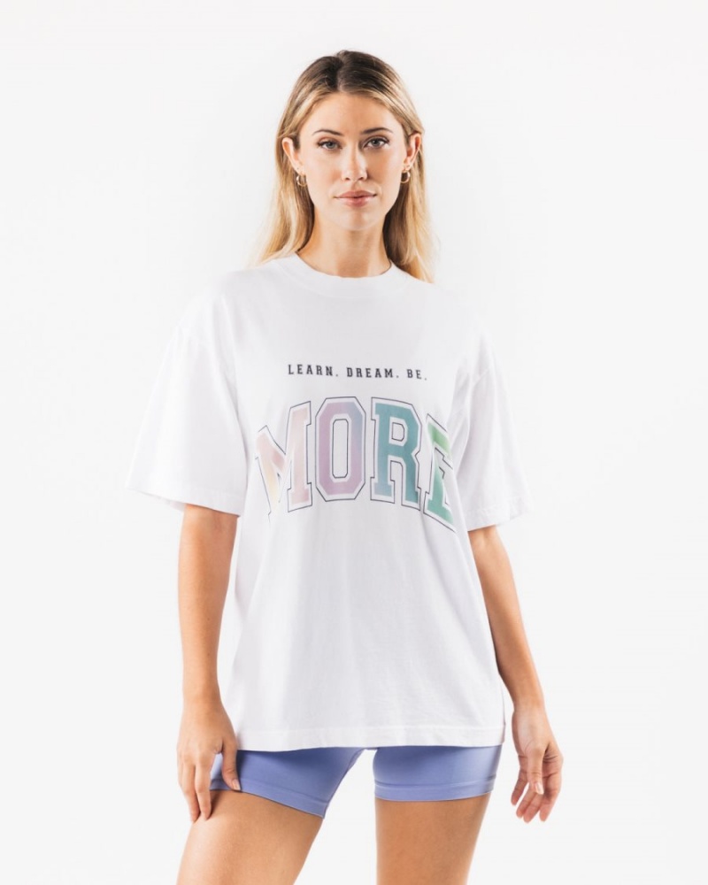 Camisas Alphalete LDB More Tee Mujer Blancas | RWUKZH-483