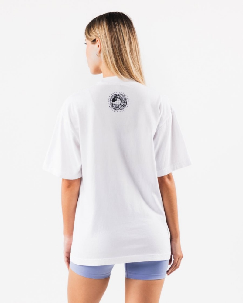 Camisas Alphalete LDB More Tee Mujer Blancas | RWUKZH-483