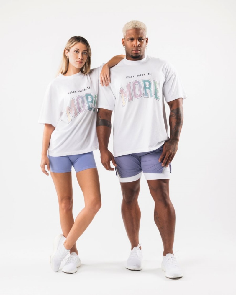 Camisas Alphalete LDB More Tee Mujer Blancas | RWUKZH-483