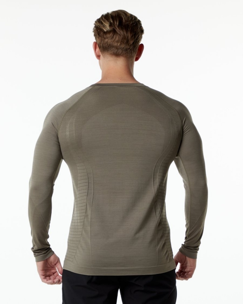 Camisas Alphalete Ozone LS Tee Hombre Cedar | PDFMOZ-052