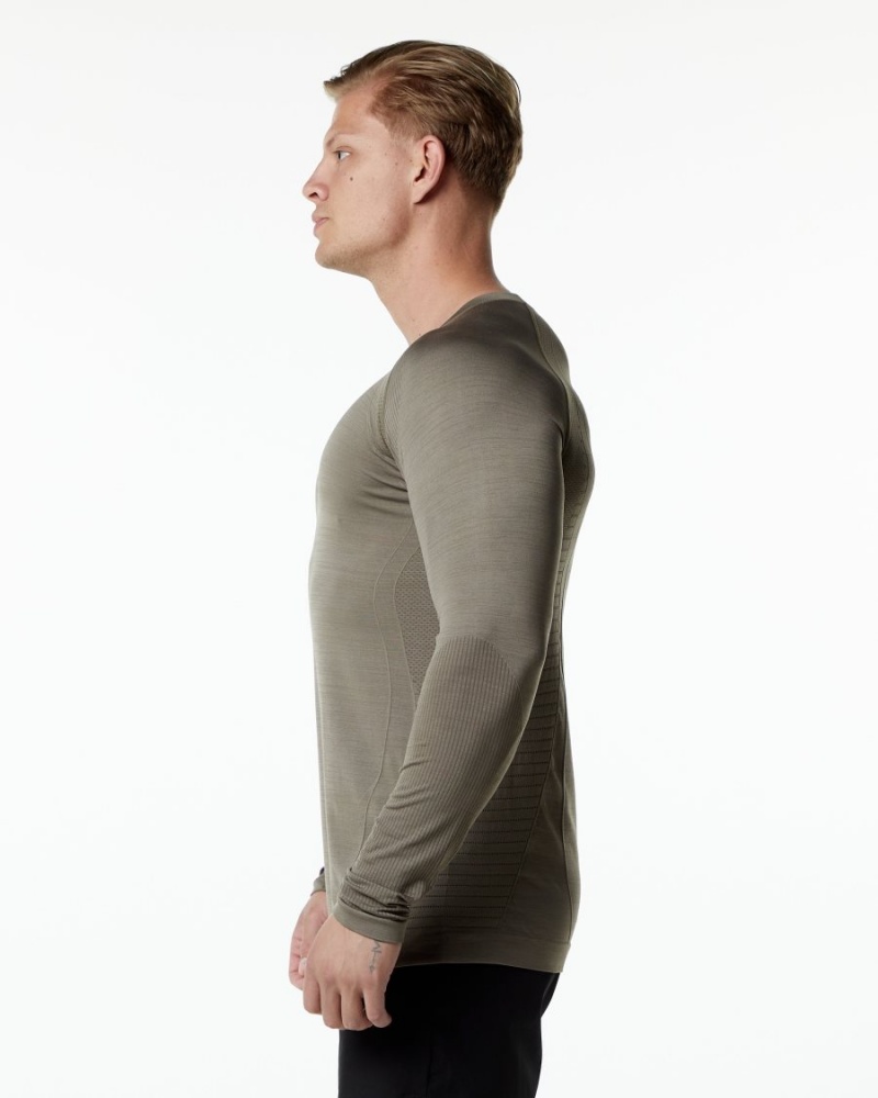 Camisas Alphalete Ozone LS Tee Hombre Cedar | PDFMOZ-052