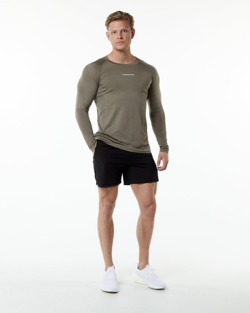 Camisas Alphalete Ozone LS Tee Hombre Cedar | PDFMOZ-052