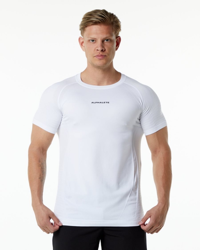 Camisas Alphalete Ozone Tee Hombre Blancas | JVSAZD-741