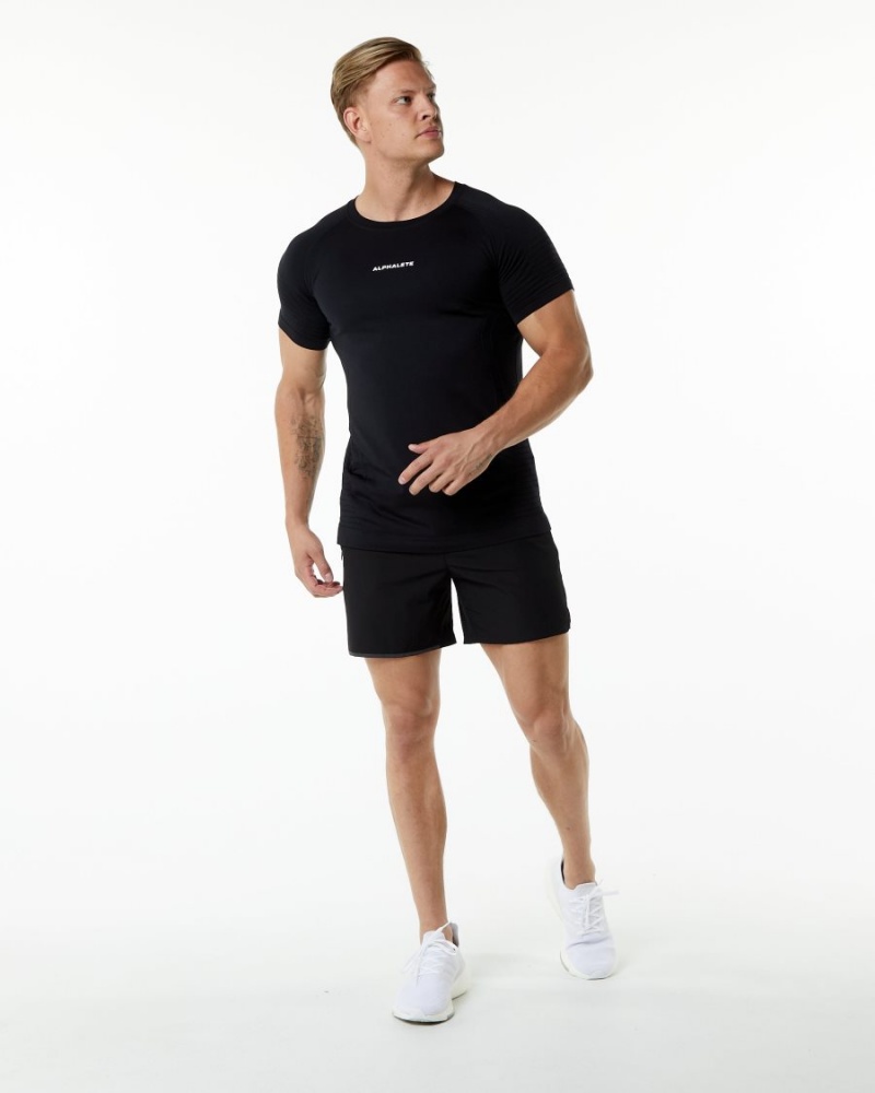 Camisas Alphalete Ozone Tee Hombre Negras | XIYWSQ-807